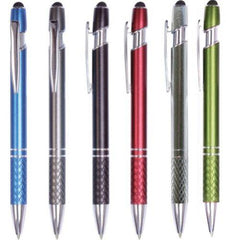 Arc Diamond Grip Metal Pen with Stylus - Promotional Products