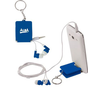 Arrow Earphones Keyring with Phone Stand - Promotional Products