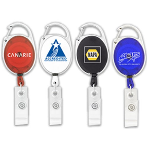 Econo Retractable Badge Holder with Carabineer Clip - Promotional Products