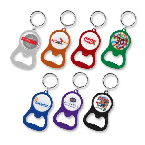 Eden Bottle Opener Keyring with Printed Dome - Promotional Products