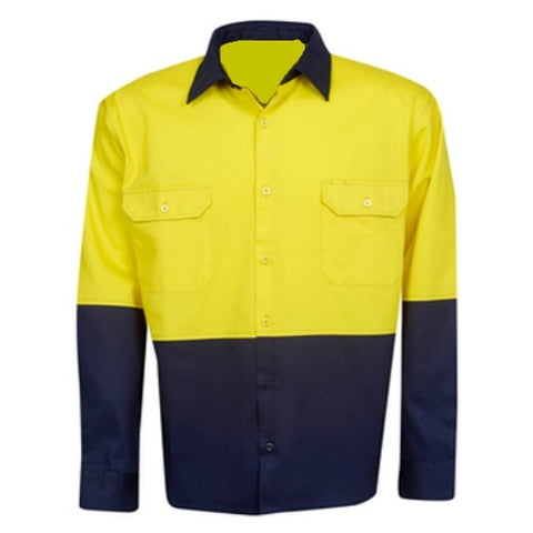 Hi Vis Cotton Drill Shirt Long Sleeve - Day Use - Corporate Clothing