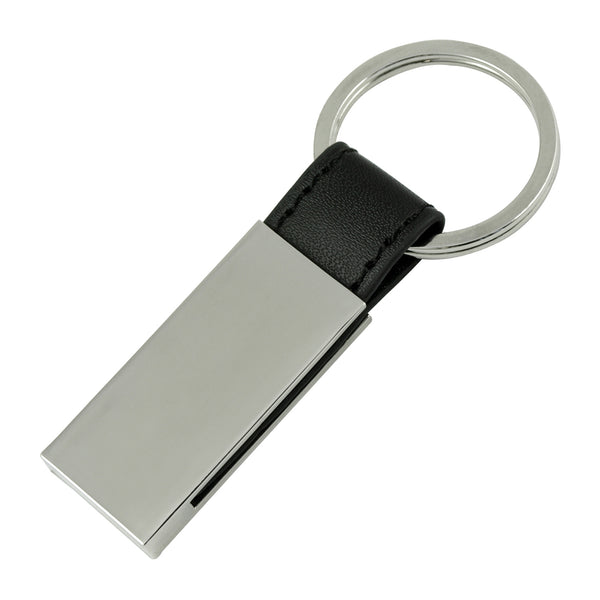 Oxford Black Leather Strip Keyring - Promotional Products