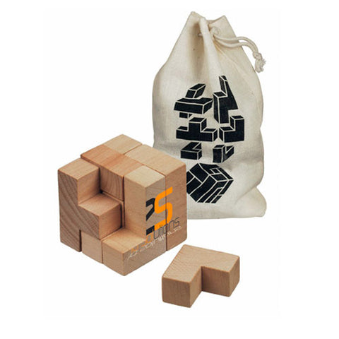 Dezine Wooden Brainteaser in bag - Promotional Products