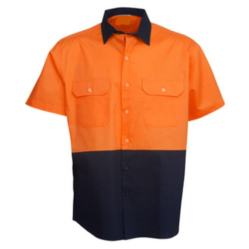 Hi Vis Cotton Drill Shirt Short Sleeve - Day Use - Corporate Clothing