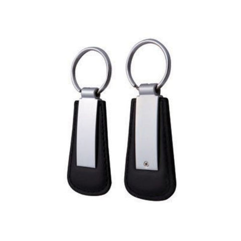 Arc Leather Look Nickel Keyring - Promotional Products