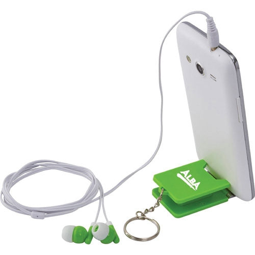 Arrow Earphones Keyring with Phone Stand - Promotional Products