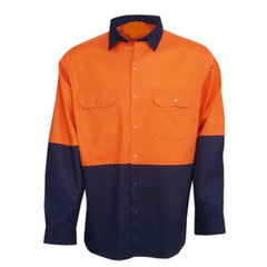 Hi Vis Cotton Drill Shirt Long Sleeve - Day Use - Corporate Clothing