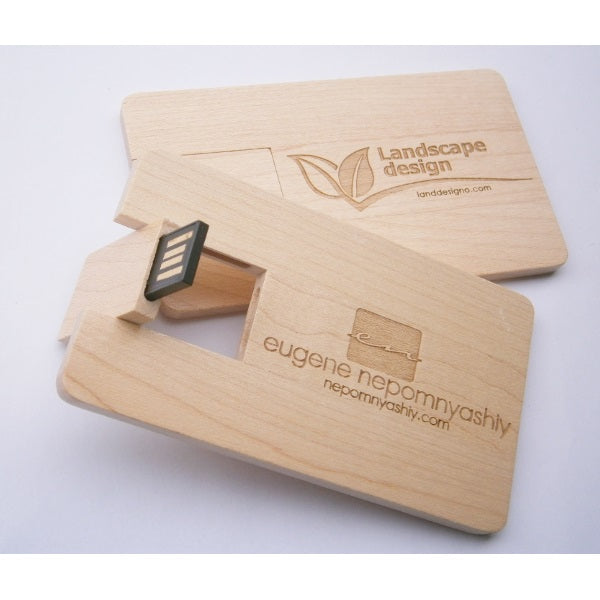 Wooden Credit Card Style USB Flash Drive - Promotional Products